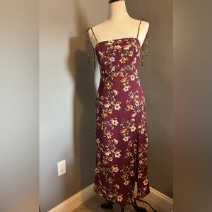 Park & Fifth Maroon Floral Dress with Slit M NEVER WORN